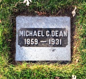 Gravestone: Michael C. Dean 1859-1931.
