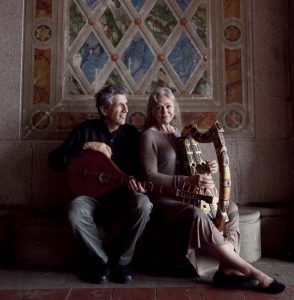 Ann and Charlie Heymann at Home with the Gaelic Harp