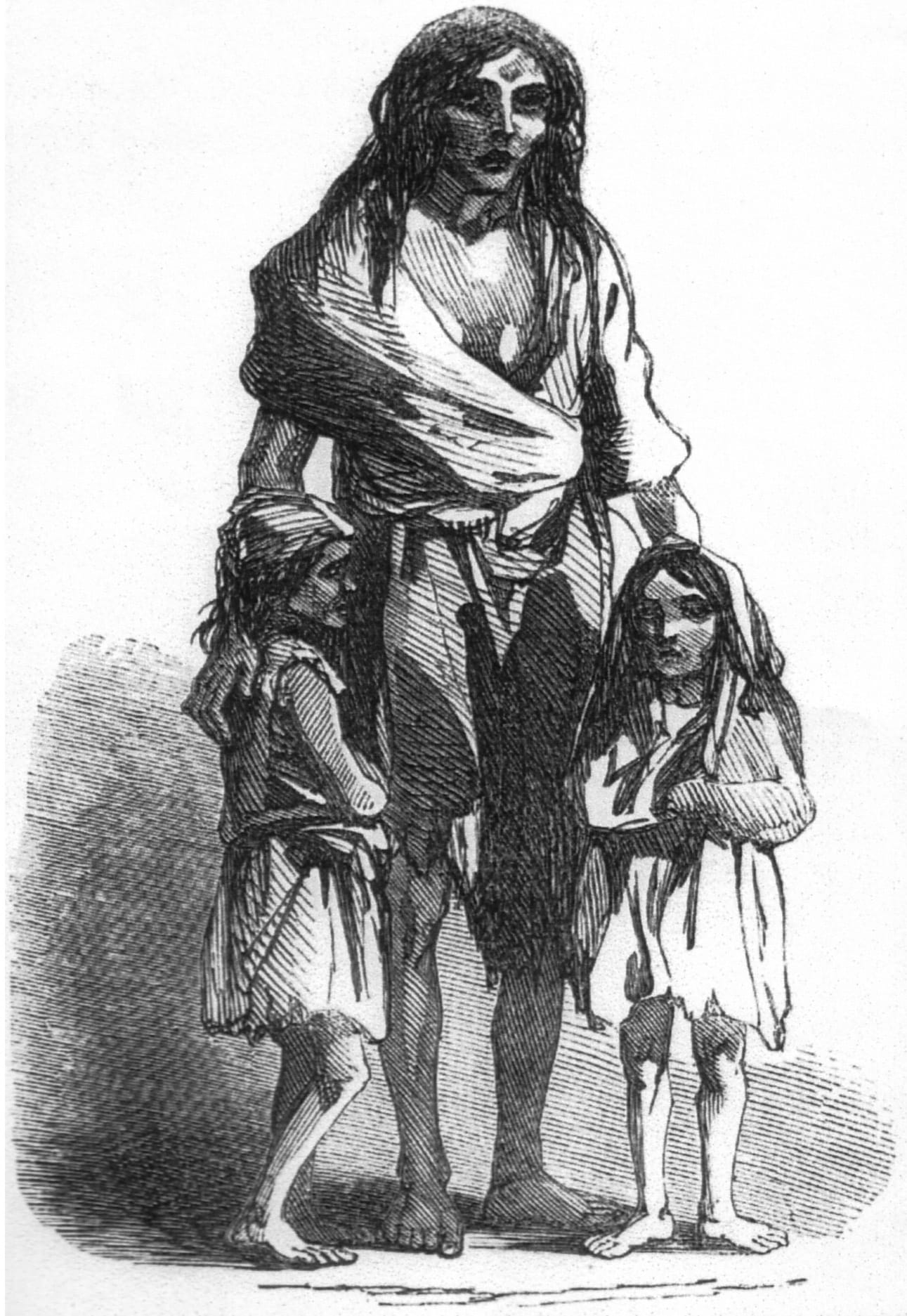 Drawing of famine victims by James Mahoney